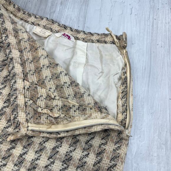 Vintage Century Of Boston Wool Blend Houndstooth Fitted Pencil Straight Skirt - Picture 7 of 11